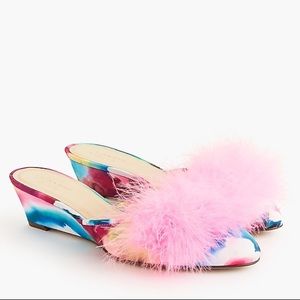 J. Crew mini wedge slide marabou. NWT. Size 7.5